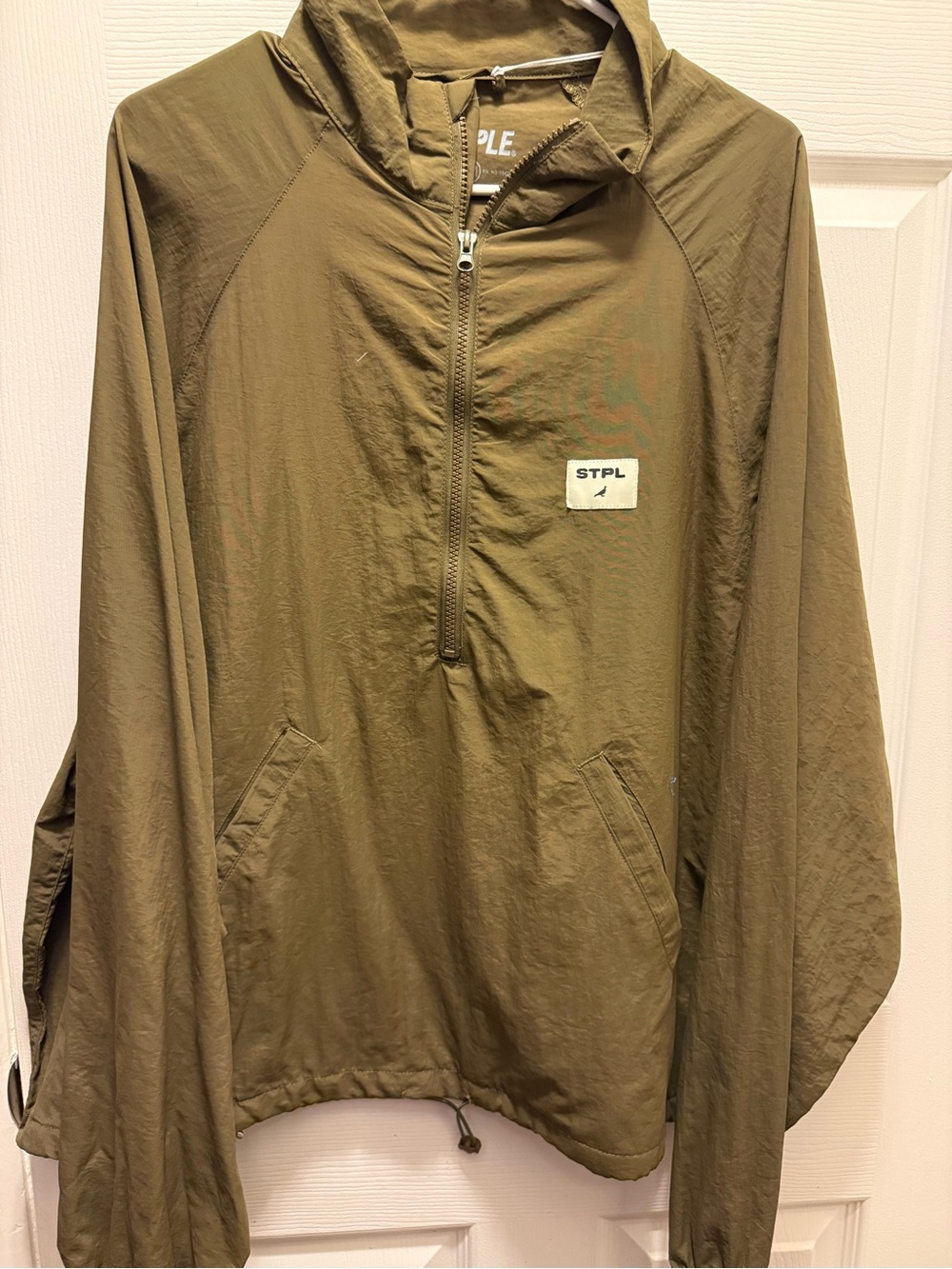 Staple Olive Green Half-Zip Windbreaker Jacket for Men